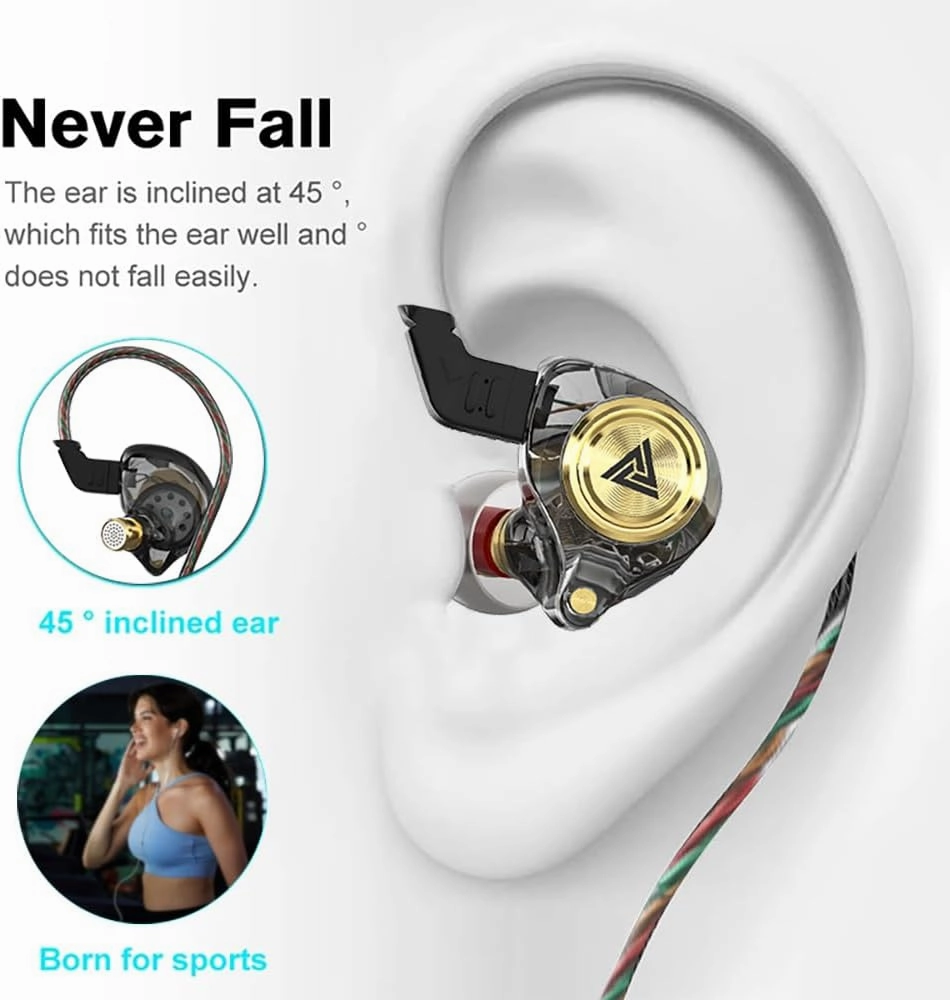 Wired Gaming Earbuds 2 Pack, Ak3file in Ear Monitors, Deep Bass Sound Wired Earbuds, HiFi in Ear Headphones with 1DD 10mm Dynamic Driver, IEM for Music Gaming Video Calling (Black Black)