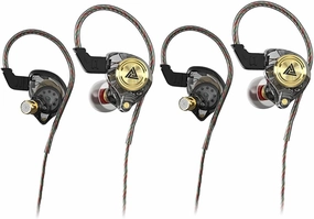 Wired Gaming Earbuds 2 Pack, Ak3file in Ear Monitors, Deep Bass Sound Wired Earbuds, HiFi in Ear Headphones with 1DD 10mm Dynamic Driver, IEM for Music Gaming Video Calling (Black Black) in-ear monitors,hi-fi IEMs,studio earphones,