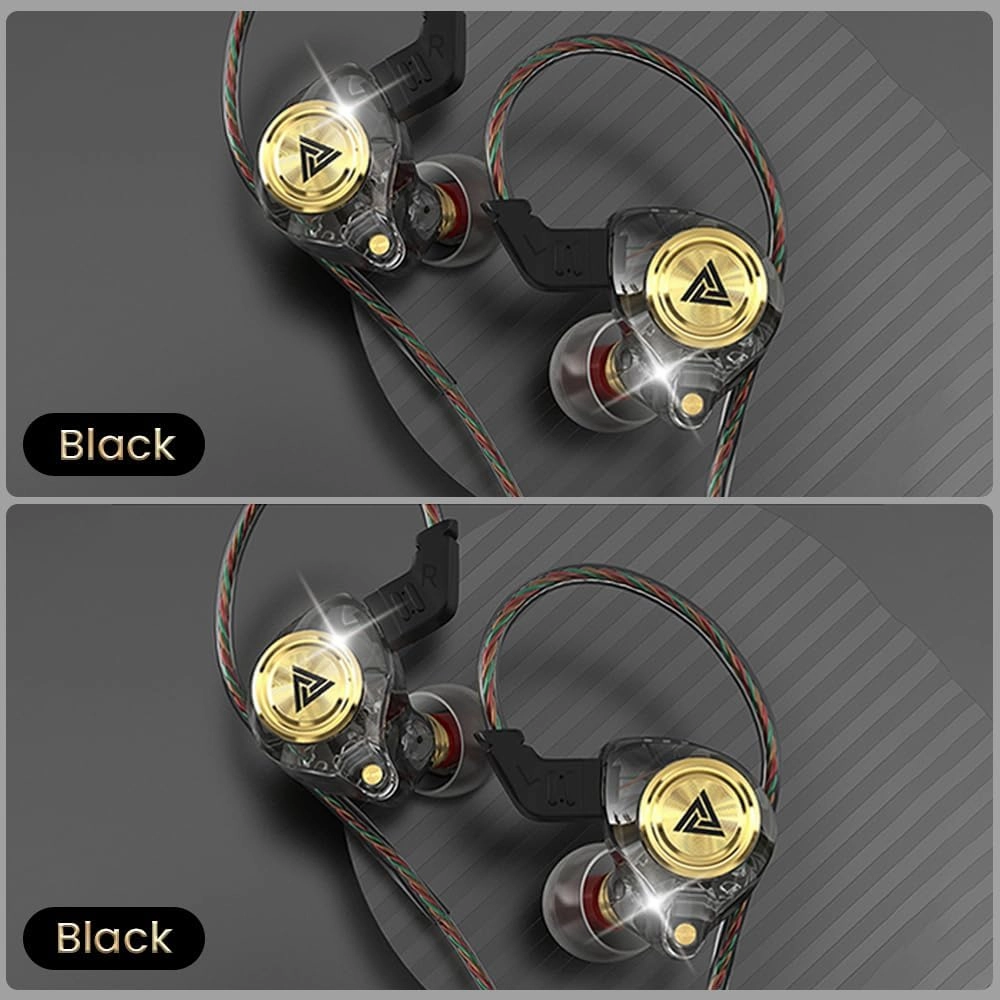 Wired Gaming Earbuds 2 Pack, Ak3file in Ear Monitors, Deep Bass Sound Wired Earbuds, HiFi in Ear Headphones with 1DD 10mm Dynamic Driver, IEM for Music Gaming Video Calling (Black Black)