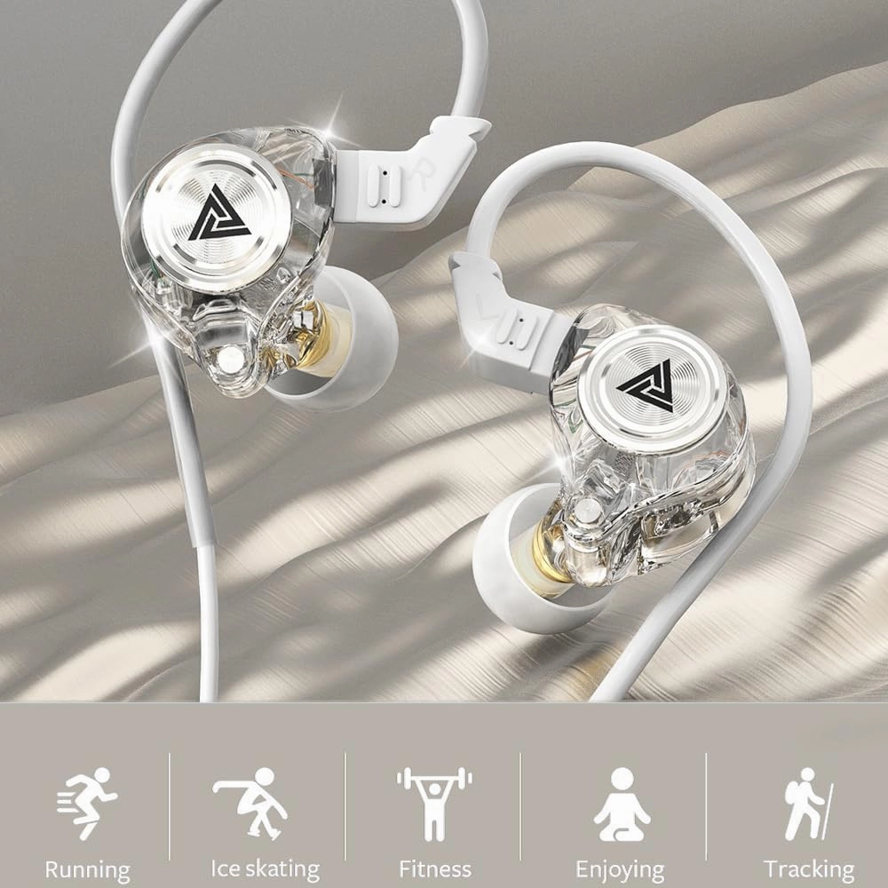 Wired Gaming Earbuds 2 Pack, Ak3file in Ear Monitors, Deep Bass Sound Wired Earbuds, HiFi in Ear Headphones with 1DD 10mm Dynamic Driver, IEM for Music Gaming Video Calling (Black White)
