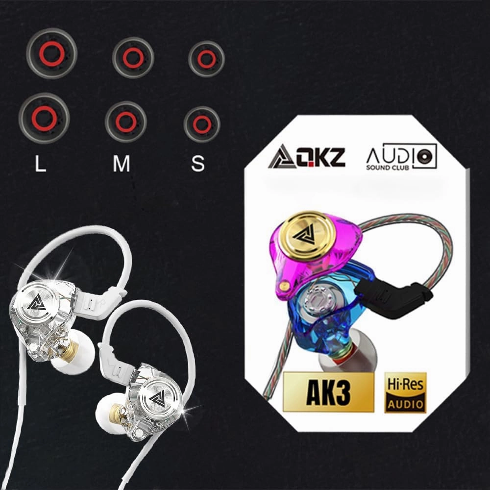Wired Gaming Earbuds 2 Pack, Ak3file in Ear Monitors, Deep Bass Sound Wired Earbuds, HiFi in Ear Headphones with 1DD 10mm Dynamic Driver, IEM for Music Gaming Video Calling (Black White)