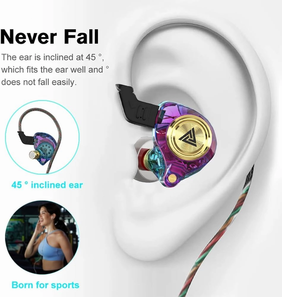 Wired Gaming Earbuds 2Pack, Ak3file in Ear Monitors, Deep Bass Sound Wired Earbuds, HiFi in Ear Headphones with 1DD 10mm Dynamic Driver, IEM for Music Gaming Video Calling (Black Purple)