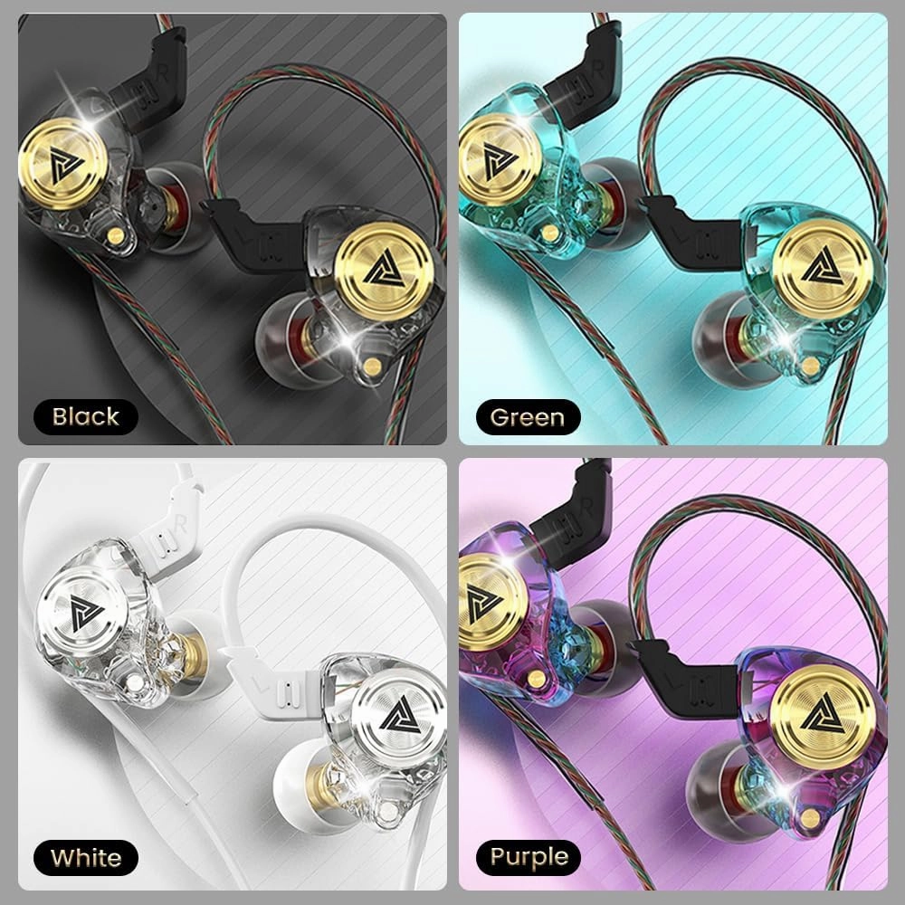 Wired Gaming Earbuds 4 Pack, Ak3file in Ear Monitors, Deep Bass Sound Wired Earbuds, HiFi in Ear Headphones with 1DD 10mm Dynamic Driver, IEM for Music Gaming Video Calling (Four Colors)