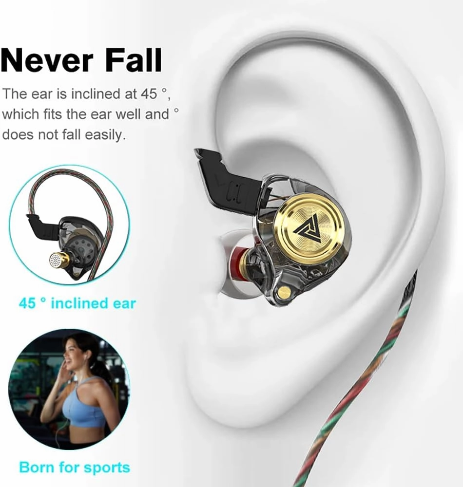 Wired Gaming Earbuds 4 Pack, Ak3file in Ear Monitors, Deep Bass Sound Wired Earbuds, HiFi in Ear Headphones with 1DD 10mm Dynamic Driver, IEM for Music Gaming Video Calling (Four Colors)