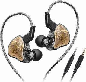 Wired Gaming Earbuds, QKZ Hi7T in Ear Monitor Headphones, Wired Earbuds Stereo Bass, HiFi IEM Earphone, Without Detachable Cables (with mic, Black) in-ear monitors,hi-fi IEMs,studio earphones,