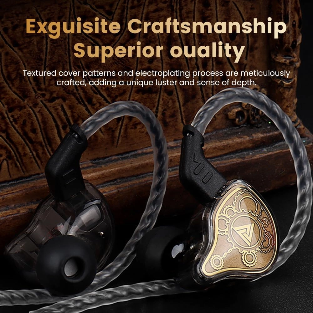 Wired Gaming Earbuds, QKZ Hi7T in Ear Monitor Headphones, Wired Earbuds Stereo Bass, HiFi IEM Earphone, Without Detachable Cables (with mic, Black)
