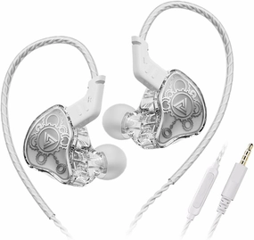 Wired Gaming Earbuds, QKZ Hi7T in Ear Monitor Headphones, Wired Earbuds Stereo Bass, HiFi IEM Earphone, Without Detachable Cables (with mic, White) in-ear monitors,hi-fi IEMs,studio earphones,
