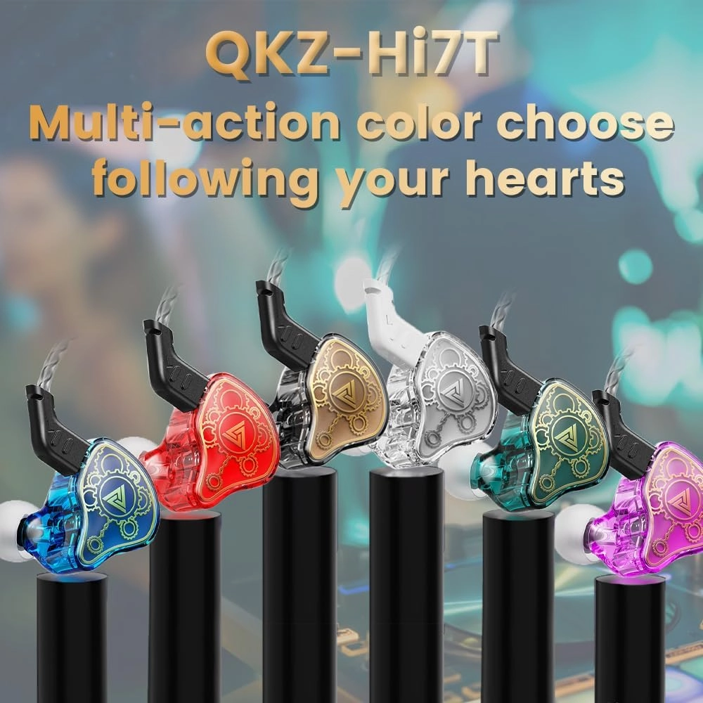 Wired Gaming Earbuds, QKZ Hi7T in Ear Monitor Headphones, Wired Earbuds Stereo Bass, HiFi IEM Earphone, Without Detachable Cables (with mic, White)