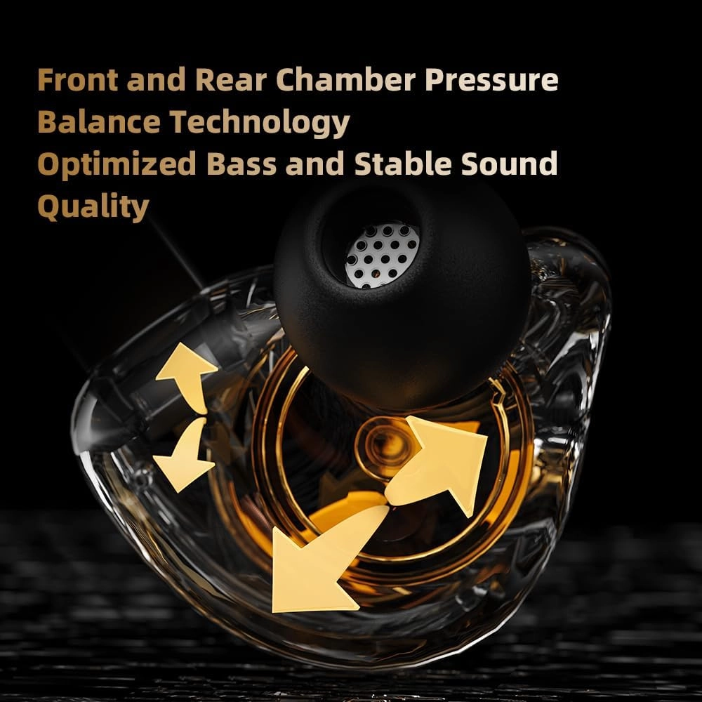 Wired Gaming Headphones IEM Earphones with 1DDQKZ ENZO in Ear Monitor, HiFi Earbuds, Bass Sound with New 11mm Dynamic Driver for Video Music Gaming (Colorful, Mic)