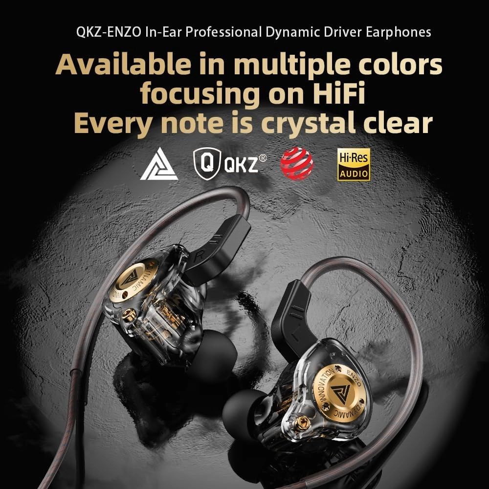 Wired Gaming Headphones IEM Earphones with 1DDQKZ ENZO in Ear Monitor, HiFi Earbuds, Bass Sound with New 11mm Dynamic Driver for Video Music Gaming (Colorful, Mic) in-ear monitors,hi-fi IEMs,studio earphones,