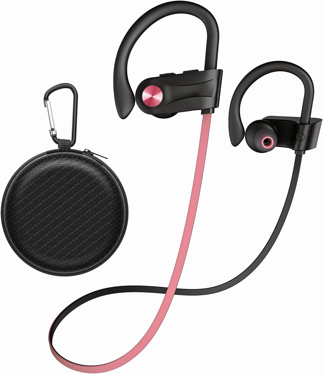 Wireless Bluetooth 5.3 Wireless Headphones with 16Hrs Long Battery, Stereo IPX7 Waterproof in-Ear Earphones, Noise Cancelling Headphones for Running, Black&Pink over-ear headphones,closed back headphones,wireless studio cans,