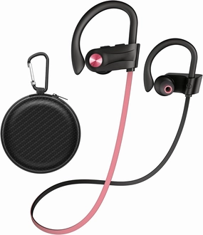 Wireless Bluetooth 5.3 Wireless Headphones with 16Hrs Long Battery, Stereo IPX7 Waterproof in-Ear Earphones, Noise Cancelling Headphones for Running, Black&Pink over-ear headphones,closed back headphones,wireless studio cans,