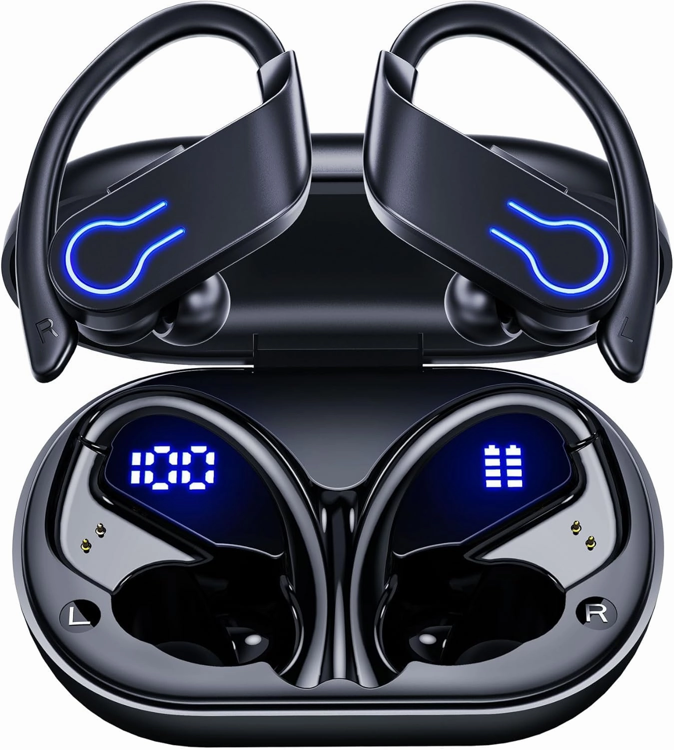Wireless Bluetooth Earbuds 120H Playtime Bluetooth 5.3 Ear Buds for Sports, Hi-fi Stereo Earphones with LED Display Charging Case, Headphones for Running/Workout Audifonos Bluetooth inalambricos wireless earbuds,Bluetooth earphones,true wireless stereo,