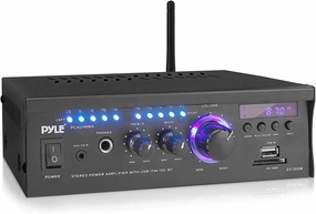 Wireless Bluetooth Home Stereo Amplifier - 2x120 Watt Power Amplifier Home Audio Bluetooth Receiver System w/Blue LED Display, AM/FM Radio, USB/SD, AUX, RCA, Headphone Jack - Remote - PCAU46BA power amplifier,stereo amp,hi-fi power amp,