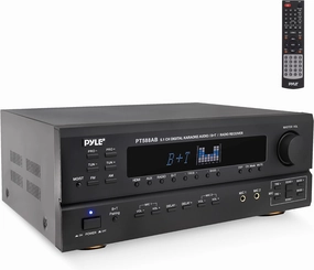 Wireless Bluetooth Power Amplifier System - 420W 5.1 Channel Home Theater Surround Sound Audio Stereo Receiver Box w/RCA, AUX, Mic w/Echo, Remote - for Subwoofer Speaker - Pyle PT588AB.6 AV receiver,surround receiver,home theater amplifier,