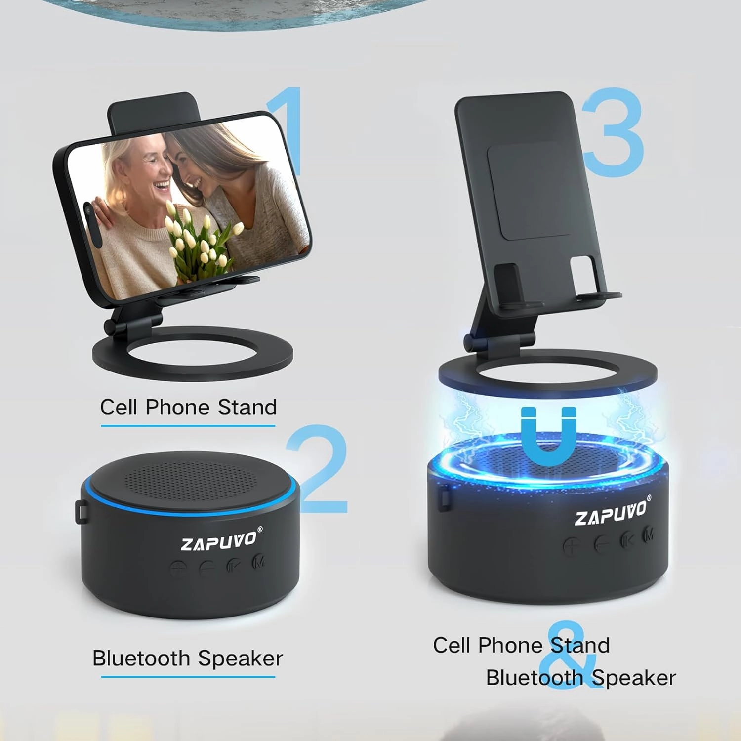 Wireless Bluetooth Speaker with Phone Stand - Portable Indoor/Outdoor & Desk Use, Compatible with iPhone/iPad/Samsung Galaxy - Anniversary Birthday Gifts for Men Women Dad Husband Fathers Day