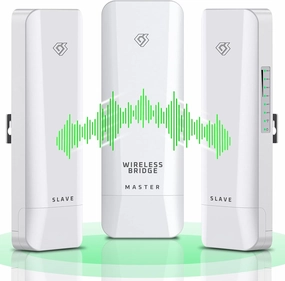 Wireless Bridge Point to Point/Multipoint 3 Pack, 5.8GHz Outdoor Wireless Bridge to Provide Network Communication for Shop, Barn, Garage Building, 3KM Long Distance Pre-configured Set. (3KM 3-Pack) wireless audio bridge,Bluetooth transmitter,WiFi audio lin