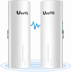 Wireless Bridge Point to Point Outdoor: UeeVii CPE450 5.8G 3Km Long Range Wi-Fi Bridge for Extend Network to Barn and Surveillance Range - Work with Starlink, 14dBi MIMO Antenna,48V POE Powered, 2pcs wireless audio bridge,Bluetooth transmitter,WiFi audio l