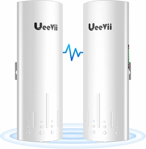 Wireless Bridge Point to Point Outdoor: UeeVii CPE450 5.8G 3Km Long Range Wi-Fi Bridge for Extend Network to Barn and Surveillance Range - Work with Starlink, 14dBi MIMO Antenna,48V POE Powered, 2pcs wireless audio bridge,Bluetooth transmitter,WiFi audio l