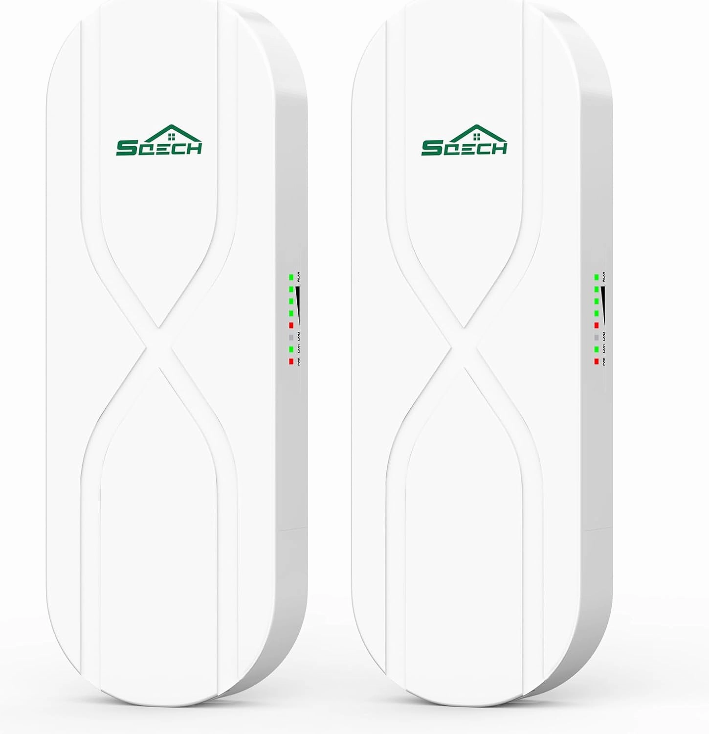 Wireless Bridge,SQECH WB503X-S Point to Point Wireless Bridge with 100/100Mbps LAN Ports, 3KM 5.8G WiFi Bridge for PTP/PTMP with 14dBi High Gain Antenna,24V-55V POE Power Supply,2 RJ45 LAN Port,2 Pack wireless audio bridge,Bluetooth transmitter,WiFi audio 