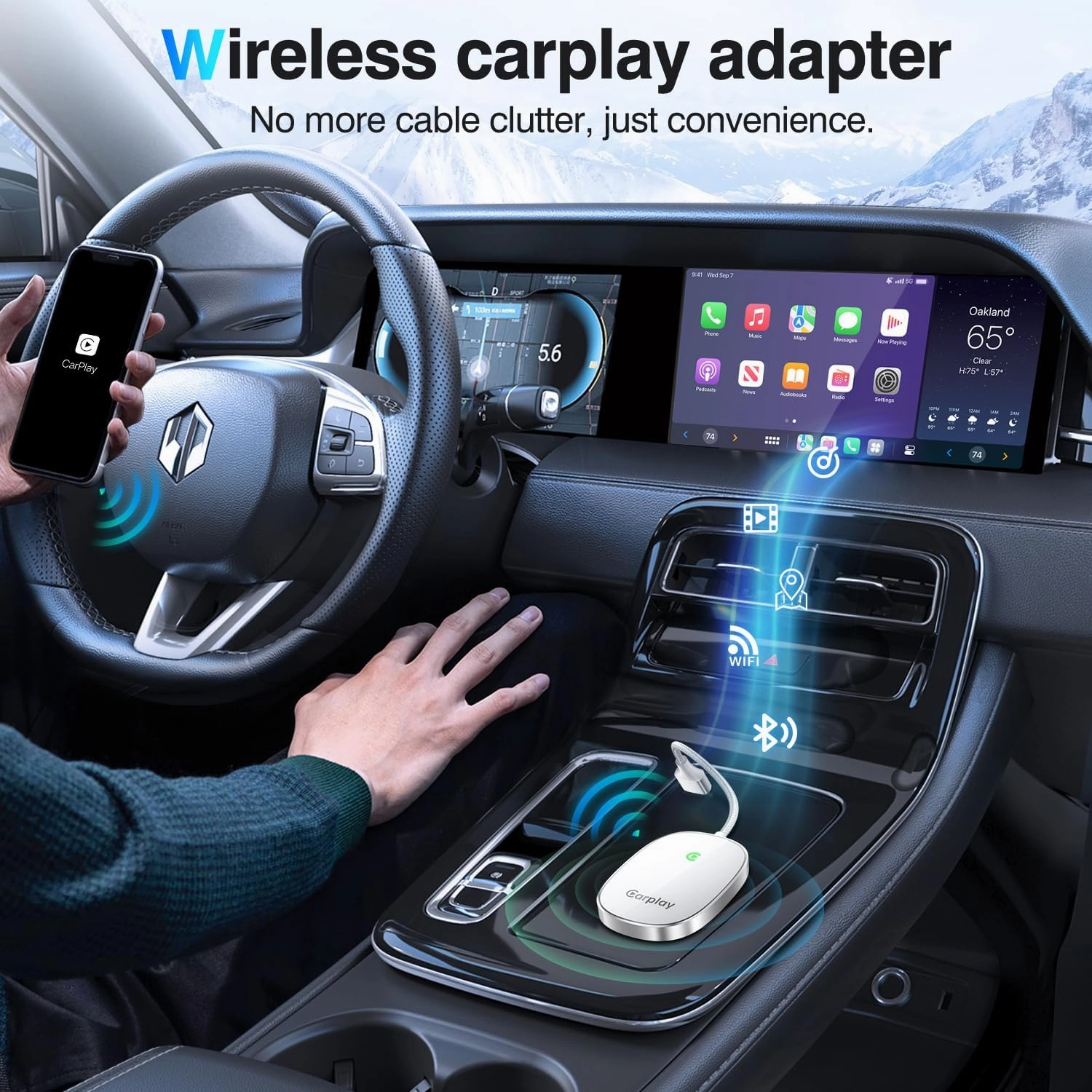 Wireless CarPlay Adapter 2025 Upgraded, Converts Factory Wired CarPlay to Wireless, Plug and Play, Bluetooth Car Play Dongle Compatible with iPhone Multi-User Seamless Connection