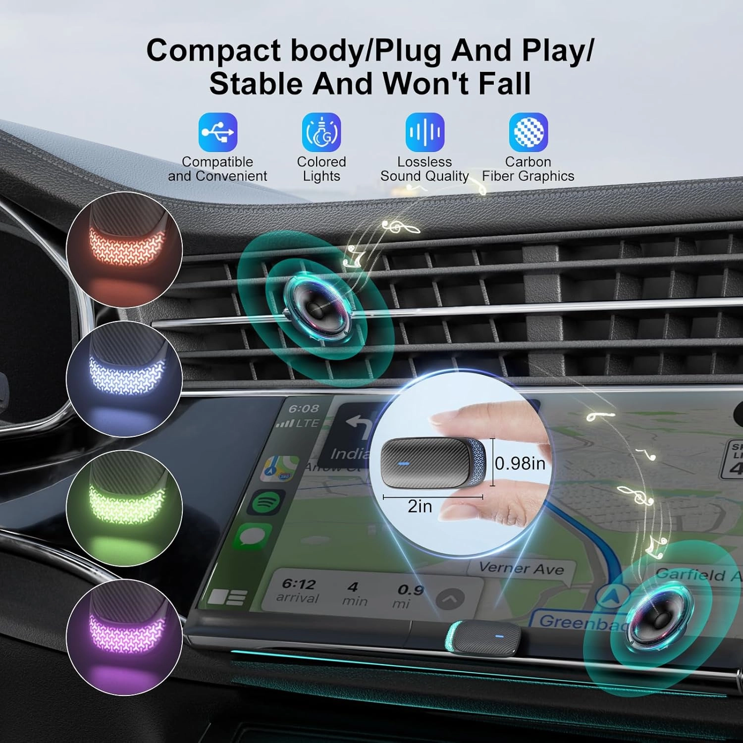 Wireless Carplay Adapter for iPhone, Convert Wired to Apple Carplay Wireless Adapter, Mini Size with Bluetooth 5.30 WiFi 2.4/5.8 GHz, Plug and Play, Connection Stable No Delay