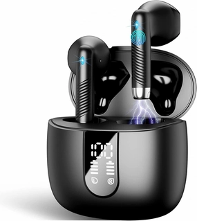 Wireless Earbud Bluetooth 5.3 Headphones 40H Playtime Earphones with HD Dou-Mic, Sports Bluetooth Headphone with Digital LCD Display, IP7 Waterproof Headphones Noise Cancelling Earbud Touch Control wireless earbuds,Bluetooth earphones,true wireless stereo,