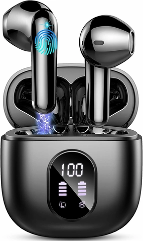 Wireless Earbud Bluetooth 5.3 Headphones 50H Playtime Stereo Bass Ear Buds, in-Ear Earphones with 4 ENC Mic LED Display Noise Cancelling Earbud, Bluetooth Ear Bud IP7 Waterproof Sport for Android iOS TWS earbuds,compact wireless buds,Bluetooth ear tips,