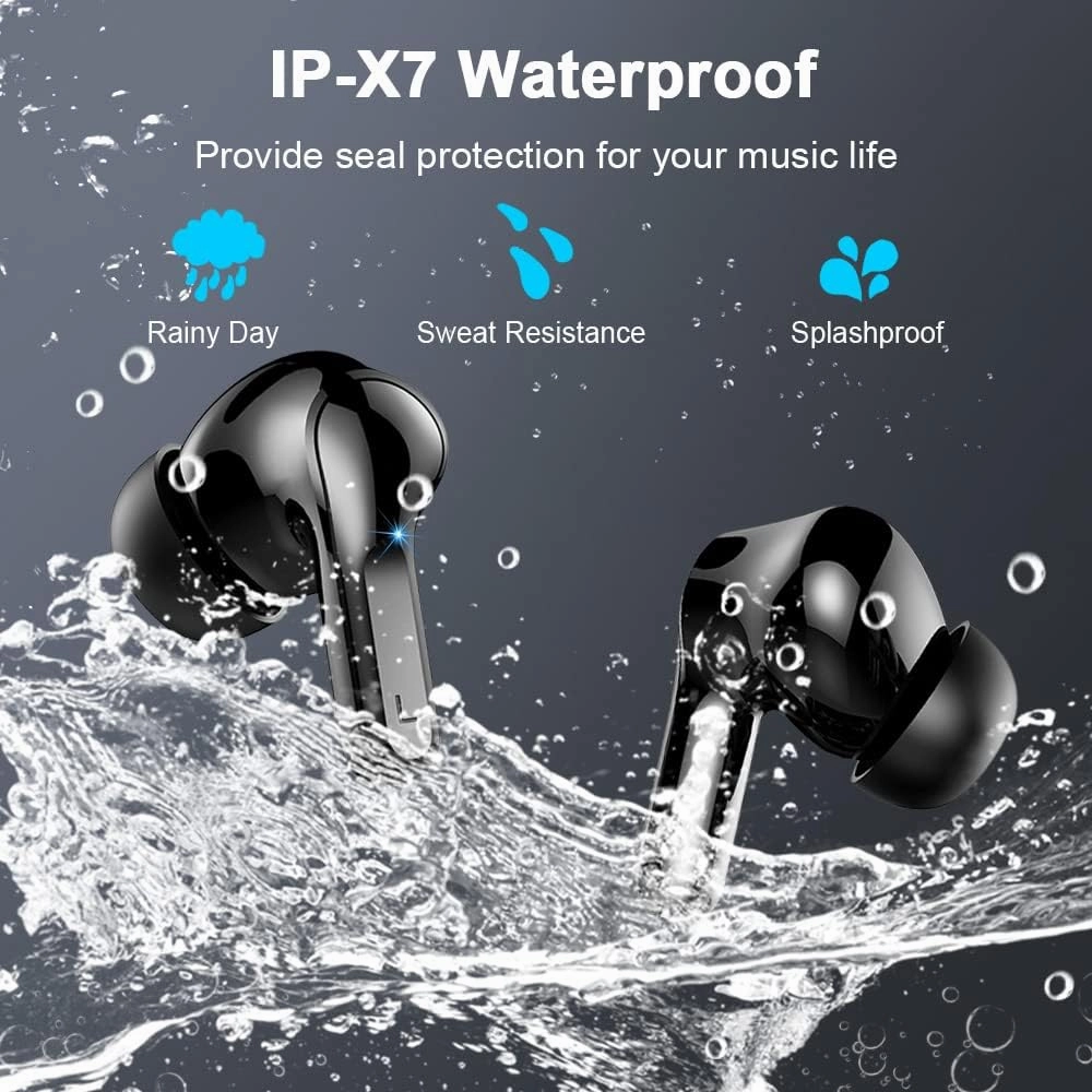 Wireless Earbud, Bluetooth Headphones 5.3 Stereo Bass Earphones 2023 Noise Cancelling 40H Dual Mic Call Earbud in-Ear USB-C LED Display IP7 Waterproof Sport Headset for Android iOS