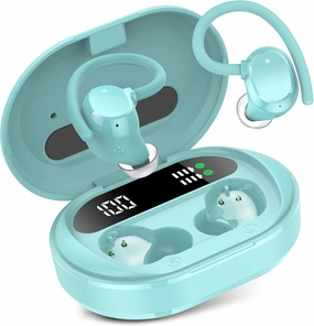 Wireless Earbuds, 2023 New Ultralight Sport Bluetooth 5.3 Headphones In Ear with LED Display, Built-in Mic Earphones, IPX7 Waterproof Wireless Headphones with Earhooks for Gym Workout (Blue) wireless earbuds,Bluetooth earphones,true wireless stereo,