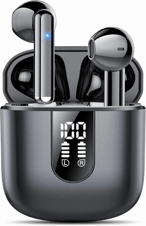 Wireless Earbuds 2024 Bluetooth 5.3 Headphones with HD Mic HiFi Stereo Sound, Wireless Earphones with Dual LED Display Touch Control, IPX7 Waterproof 30H Playtime Mini Ear Buds for iOS Android, Black wireless earbuds,Bluetooth earphones,true wireless stere