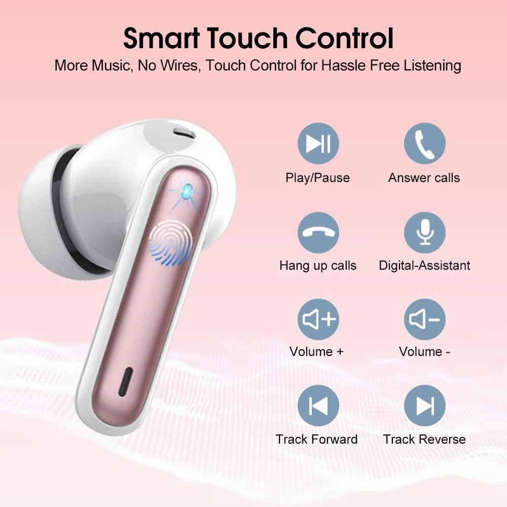 Wireless Earbuds, 2024 Bluetooth Headphones 5.3 HiFi Stereo Earphones, 40H Playtime in-Ear Earbud, Bluetooth Earbud with Dual Mic Call, IP7 Waterproof Earphones Sport Headset for iOS