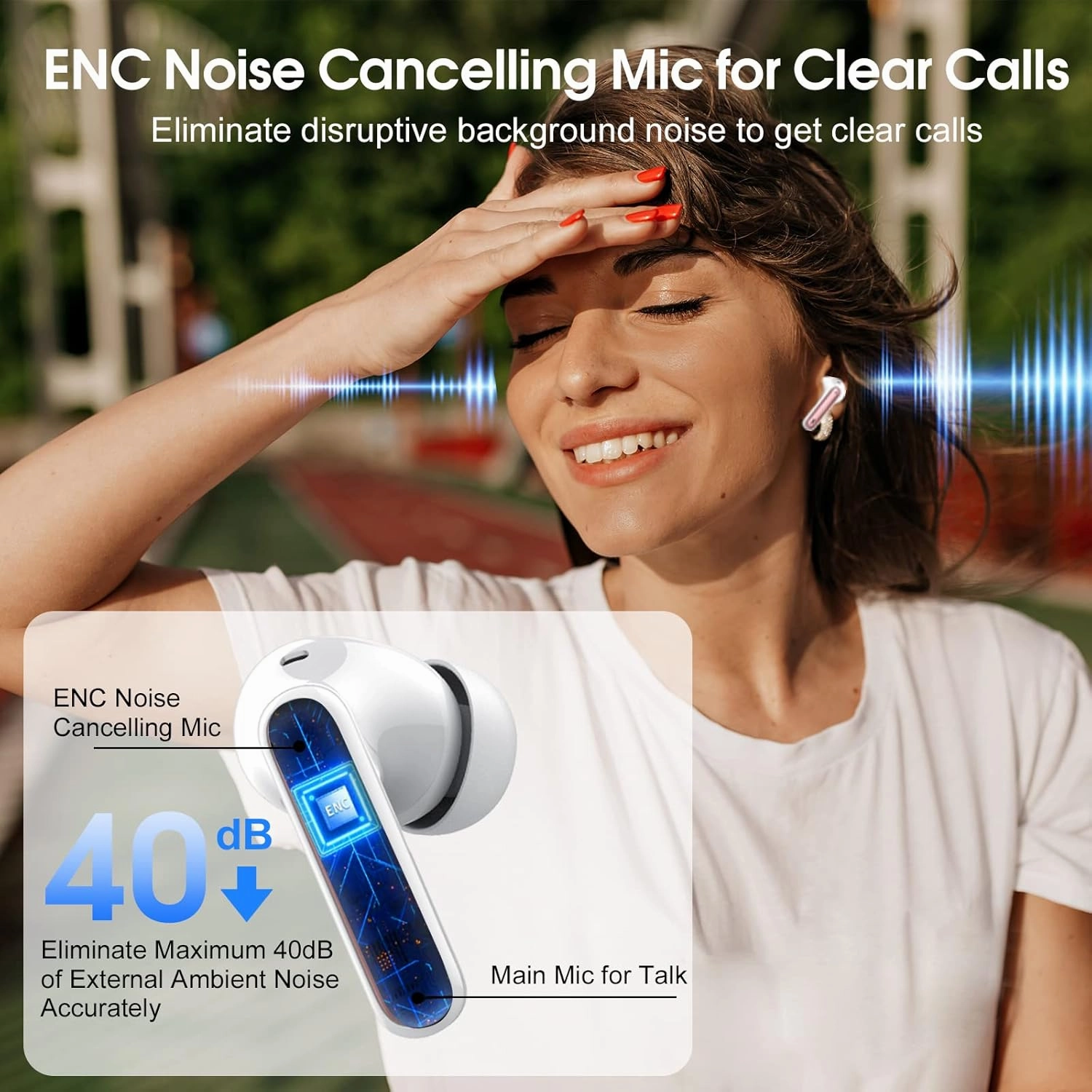 Wireless Earbuds, 2024 Bluetooth Headphones 5.3 HiFi Stereo Earphones, 40H Playtime in-Ear Earbud, Bluetooth Earbud with Dual Mic Call, IP7 Waterproof Earphones Sport Headset for iOS