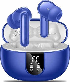 Wireless Earbuds, 2024 Wireless Headphones HiFi Stereo Earphones with 4 ENC Noise Canceling Mic, 42Hs Playtime In Ear Earbud, Bluetooth 5.3 Sport Earphones with LED Power Display for Android iOS Blue wireless earbuds,Bluetooth earphones,true wireless stere