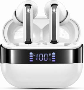 Wireless Earbuds, 2025 Bluetooth 5.4 Headphones Bass Stereo, Ear Buds with 4 Mics ENC Noise Cancelling, Bluetooth Earbuds 48H Playtime LED Display Charging Case, IP7 Waterproof in Ear Earphones white wireless earbuds,Bluetooth earphones,true wireless stere