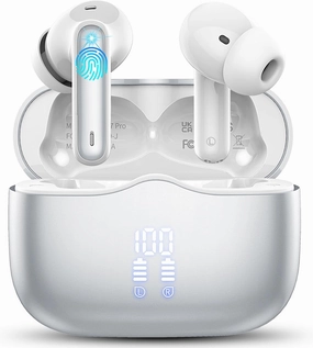 Wireless Earbuds, 2025 Bluetooth 5.4 Headphones in Ear with 4 ENC Noise Cancelling Mic, New Wireless Earphones HiFi Stereo Deep Bass 40H Playtime, LED, In-Ear Bluetooth Ear Buds IP7 Waterproof, Silver TWS earbuds,compact wireless buds,Bluetooth ear tips,