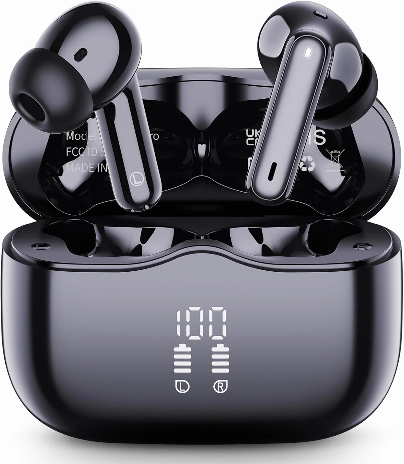 Wireless Earbuds, 2025 Bluetooth 5.4 Headphones in Ear with 4 ENC Noise Cancelling Mic, New Wireless Earphones HiFi Stereo Deep Bass 40H Playtime, LED, In-Ear Bluetooth Ear Buds IP7 Waterproof, USB-C TWS earbuds,compact wireless buds,Bluetooth ear tips,