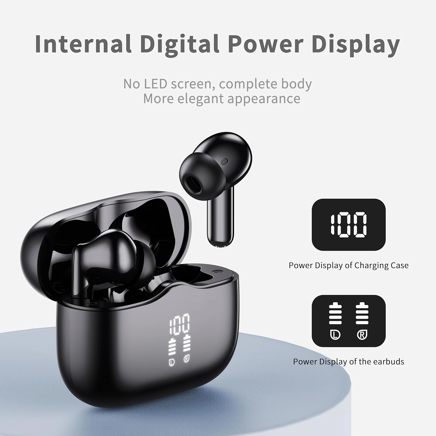 Wireless Earbuds, 2025 Bluetooth 5.4 Headphones in Ear with 4 ENC Noise Cancelling Mic, New Wireless Earphones HiFi Stereo Deep Bass 40H Playtime, LED, In-Ear Bluetooth Ear Buds IP7 Waterproof, USB-C