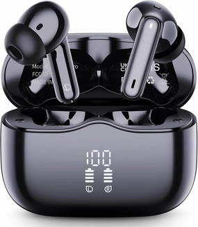 Wireless Earbuds, 2025 Bluetooth 5.4 Headphones in Ear with 4 ENC Noise Cancelling Mic, New Wireless Earphones HiFi Stereo Deep Bass 40H Playtime, LED, In-Ear Bluetooth Ear Buds IP7 Waterproof, USB-C TWS earbuds,compact wireless buds,Bluetooth ear tips,