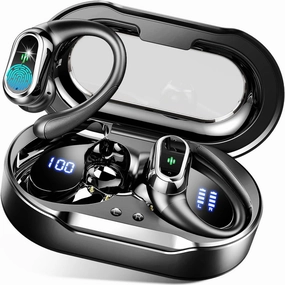 Wireless Earbuds, 2025 Bluetooth 5.4 Headphones Sport, Bluetooth Earbuds with ENC Noise Canceling Mic, 50H Stereo Wireless Headphones IP7 Waterproof with Earhooks, Dual LED Display for Workout/Running over-ear headphones,closed back headphones,wireless stu
