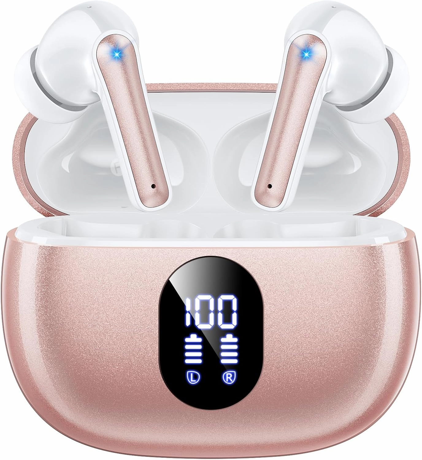 Wireless Earbuds, 2025 Ear Buds with Big Bass Stereo Sound, Lightweight Bluetooth Earbuds with 48 Hours Playtime, in-Ear Fit Earphones, IPX7, Hands-Free Calls with AI for iPhone, Android, Pad wireless earbuds,Bluetooth earphones,true wireless stereo,