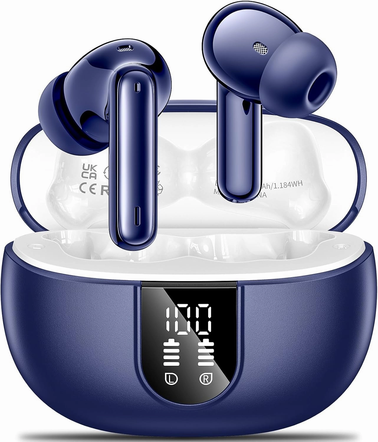 Wireless Earbuds, 2025 Wireless Headphones HiFi Stereo Earphones with 4 ENC Noise Canceling Mic, 42Hs Playtime In Ear Earbud, Bluetooth 5.3 Sport Earphones with LED Power Display for Android iOS wireless earbuds,Bluetooth earphones,true wireless stereo,