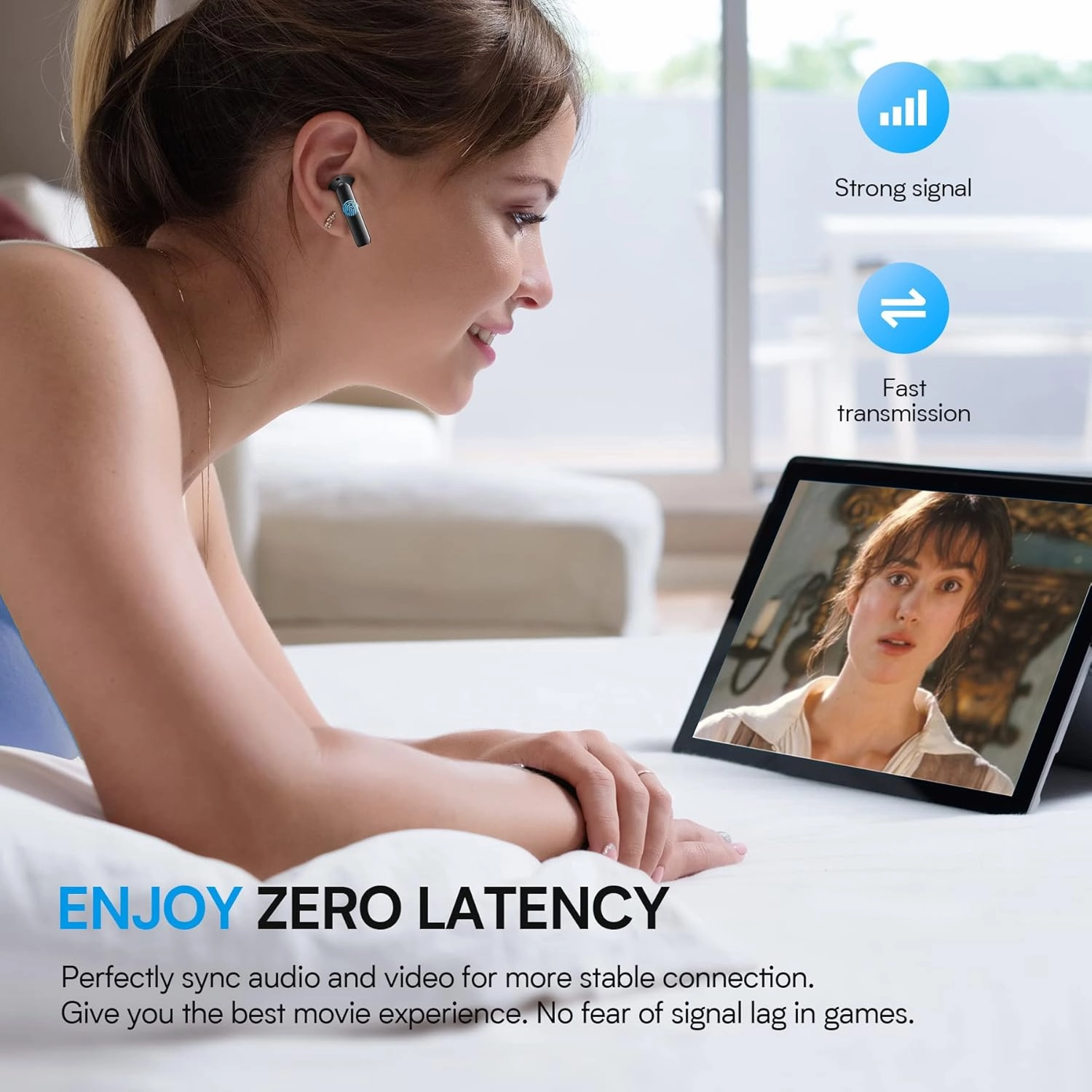 Wireless Earbuds 40H Playtime 8H Continuous Playtime Bluetooth Ear Buds, IPX6 Waterproof Stereo Sound Bluetooth Wireless Headphones with Microphone and Charging Case for iOS Android Sports Black