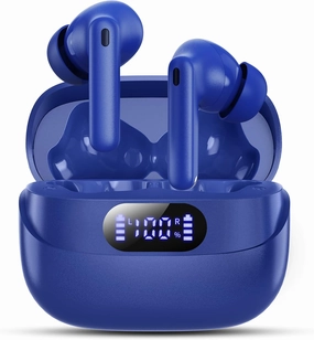 Wireless Earbuds, 42H Playtime Bluetooth 5.3 Headphones, HiFi Stereo Call Noise Cancelling Earbuds, IPX7 Waterproof Stereo in-Ear Earphones with LED Display for iOS Android (Ocean Blue) wireless earbuds,Bluetooth earphones,true wireless stereo,