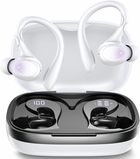 Wireless Earbuds, 60H Playback Bluetooth 5.3 Headphones,Noise Cancelling Wireless Headphones with LED Battery Display, Mics Clear Call, IPX7 Waterproof Bluetooth Earbuds for Workout Sports (White) wireless earbuds,Bluetooth earphones,true wireless stereo,