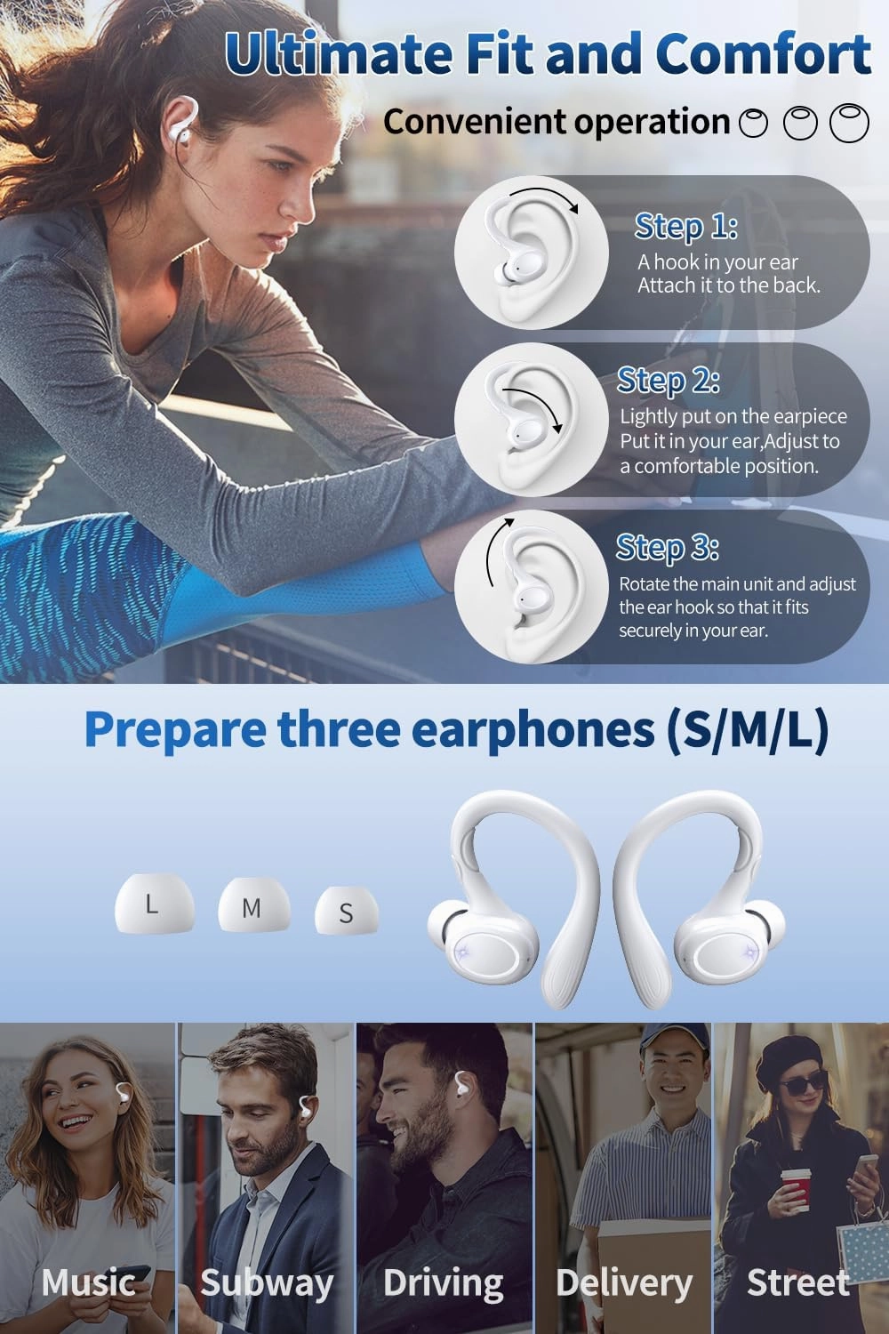Wireless Earbuds, 60H Playback Bluetooth 5.3 Headphones,Noise Cancelling Wireless Headphones with LED Battery Display, Mics Clear Call, IPX7 Waterproof Bluetooth Earbuds for Workout Sports (White)