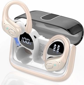 Wireless Earbuds 75hrs Bluetooth 5.4 Headphone Sport, 2025 Bluetooth Earbuds Stereo Deep Bass Over Ear Bud with Earhooks, ENC Noise Cancelling Mic, IPX7 Waterproof Earphone, Camel over-ear headphones,closed back headphones,wireless studio cans,