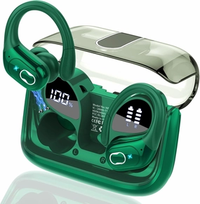 Wireless Earbuds 75hrs Bluetooth 5.4 Headphone Sport, 2025 Bluetooth Earbuds Stereo Deep Bass Over Ear Bud with Earhooks, ENC Noise Cancelling Mic, IPX7 Waterproof Earphone, Dark Green over-ear headphones,closed back headphones,wireless studio cans,