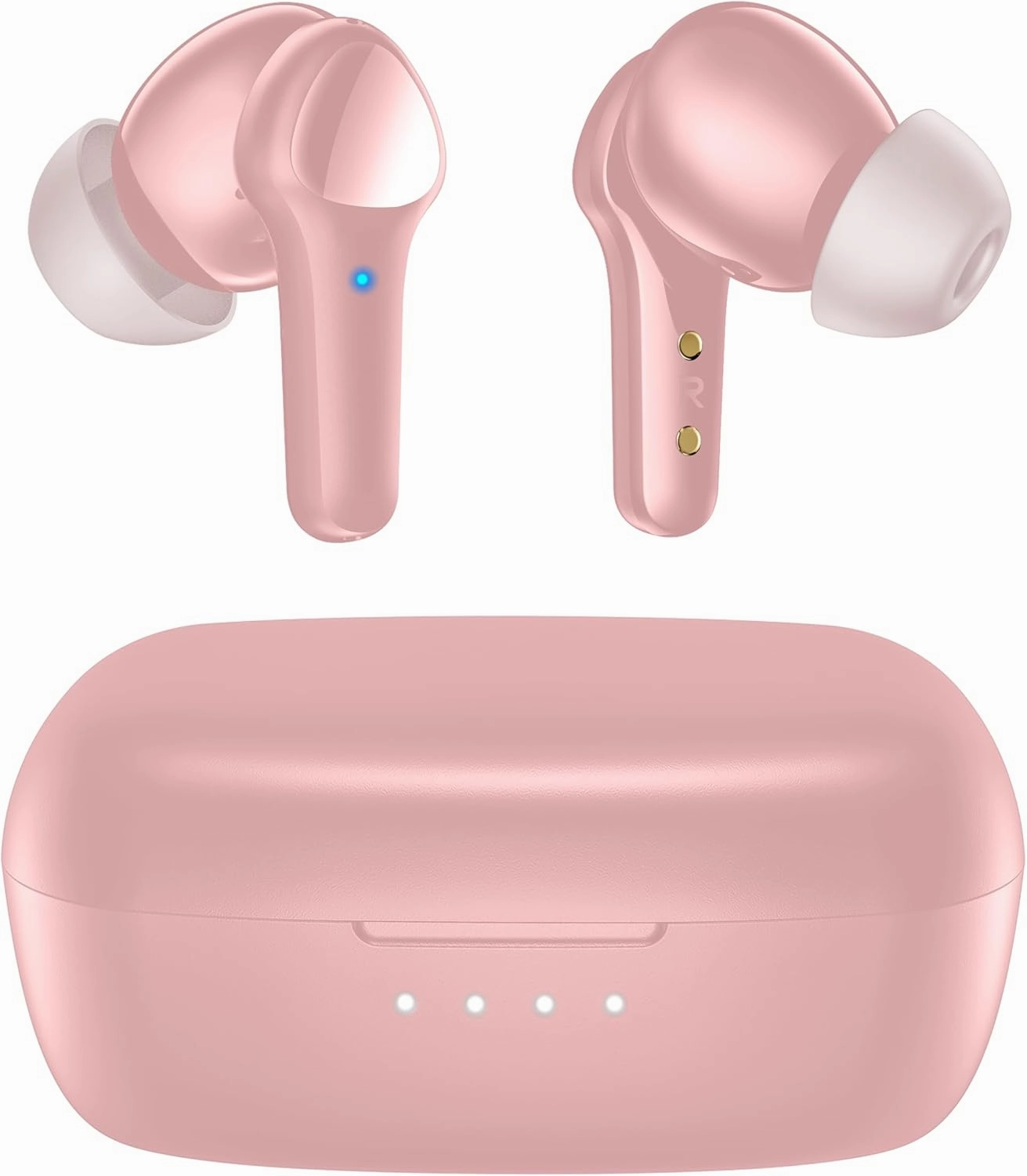 Wireless Earbuds,Bluetooth 5.3 Ear buds Immersive Sound Hi-Fi Stereo IPX8 Waterproof Headsets Premium Deep Bass Headphones with 4 Mics Call Noise Cancelling Earphones for iOS,Android,Workout - Pink wireless earbuds,Bluetooth earphones,true wireless stereo,