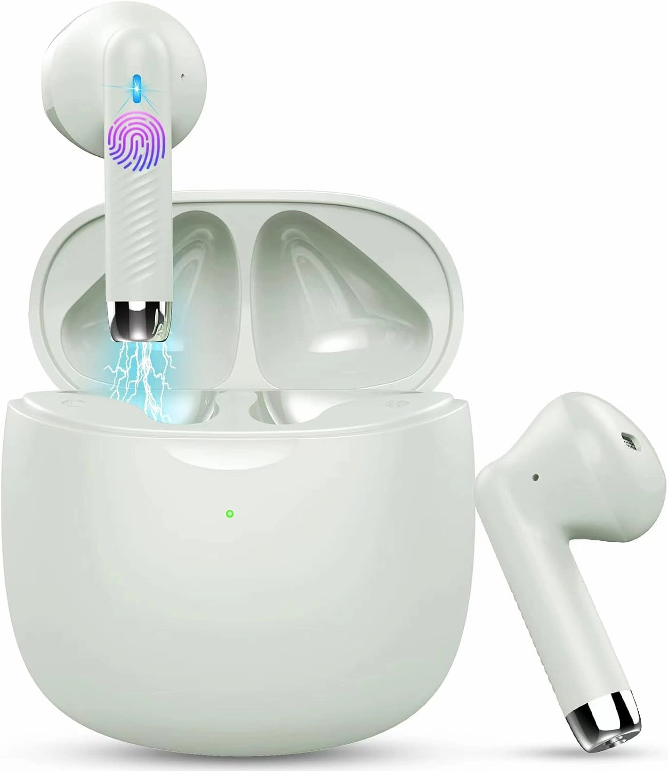 Wireless Earbuds, Bluetooth 5.3 Earbuds Stereo Bass, Bluetooth Headphones in Ear with Noise Cancelling Mic, Earphones IP7 Waterproof Sports, 32H Playtime USB C Charging Green Ear Buds for Android iOS wireless earbuds,Bluetooth earphones,true wireless stere